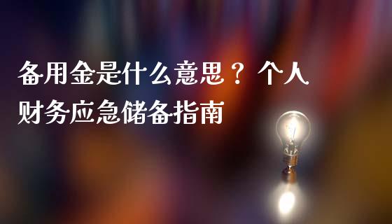 备用金是什么意思？ 个人财务应急储备指南_https://m.fansifence.com_公募基金_第1张