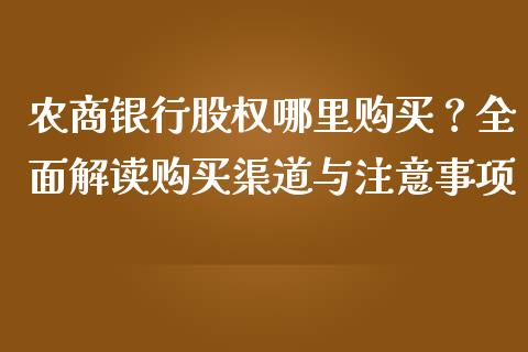 农商银行股权哪里购买？全面解读购买渠道与注意事项_https://m.fansifence.com_个股行情_第1张