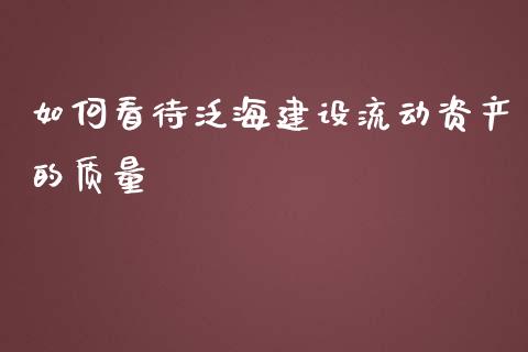 如何看待泛海建设流动资产的质量_https://m.fansifence.com_个股行情_第1张