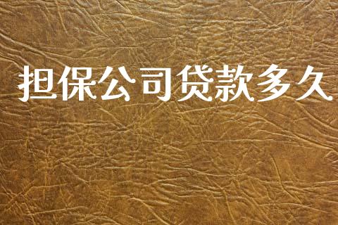 担保公司贷款多久_https://m.fansifence.com_公募基金_第1张