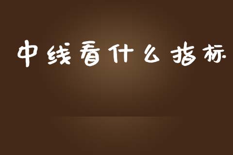 中线看什么指标_https://m.fansifence.com_个股行情_第1张