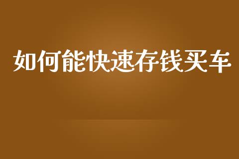 如何能快速存钱买车_https://m.fansifence.com_贵金属行情_第1张