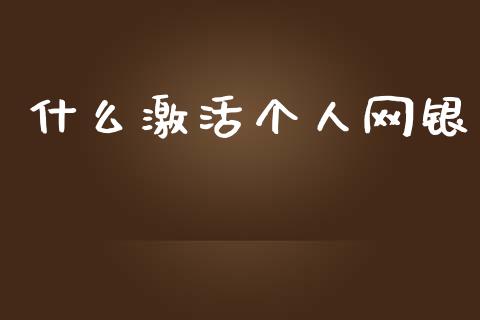 什么激活个人网银_https://m.fansifence.com_贵金属行情_第1张