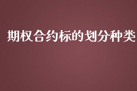 期权合约标的划分种类_https://m.fansifence.com_公募基金_第1张