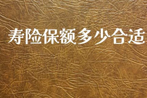 寿险保额多少合适_https://m.fansifence.com_个股行情_第1张
