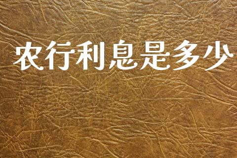 农行利息是多少_https://m.fansifence.com_个股行情_第1张