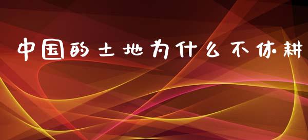 中国的土地为什么不休耕_https://m.fansifence.com_公募基金_第1张