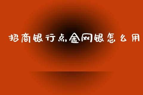招商银行点金网银怎么用_https://m.fansifence.com_公募基金_第1张