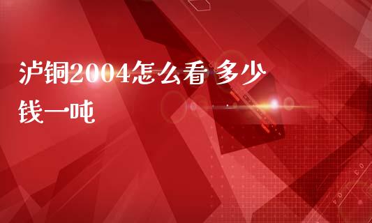 泸铜2004怎么看 多少钱一吨_https://m.fansifence.com_公募基金_第1张