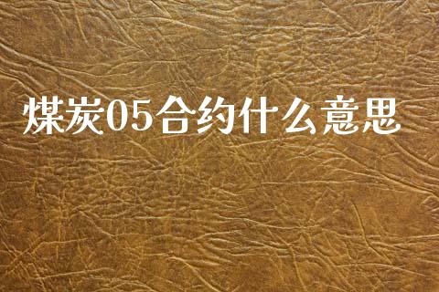 煤炭05合约什么意思_https://m.fansifence.com_个股行情_第1张
