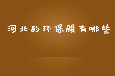 河北的环保股有哪些_https://m.fansifence.com_个股行情_第1张