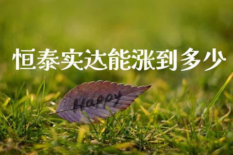 恒泰实达能涨到多少_https://m.fansifence.com_个股行情_第1张