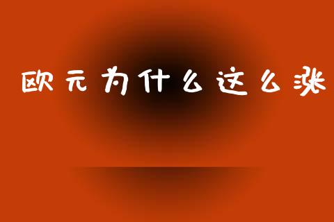 欧元为什么这么涨_https://m.fansifence.com_贵金属行情_第1张