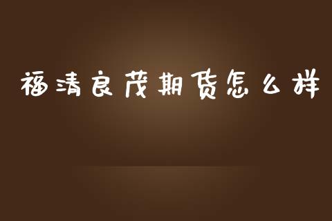 福清良茂期货怎么样_https://m.fansifence.com_公募基金_第1张