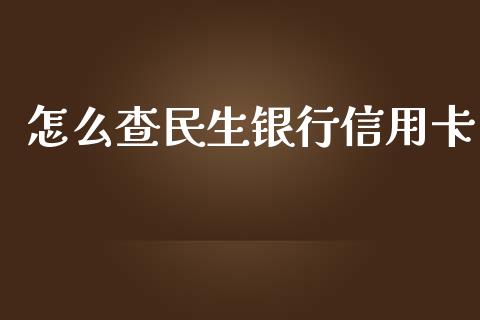 怎么查民生银行信用卡_https://m.fansifence.com_消费金融_第1张