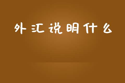 外汇说明什么_https://m.fansifence.com_个股行情_第1张