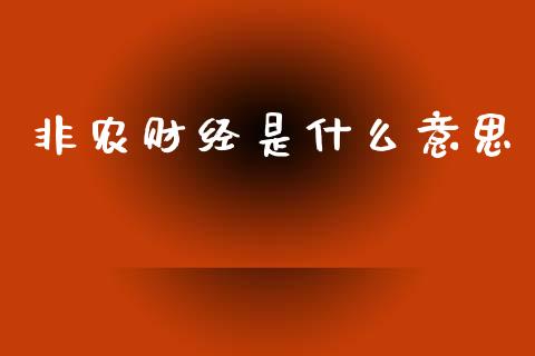 非农财经是什么意思_https://m.fansifence.com_公募基金_第1张
