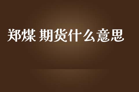 郑煤 期货什么意思_https://m.fansifence.com_公募基金_第1张