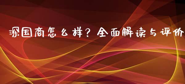 深国商怎么样？全面解读与评价_https://m.fansifence.com_贵金属行情_第1张