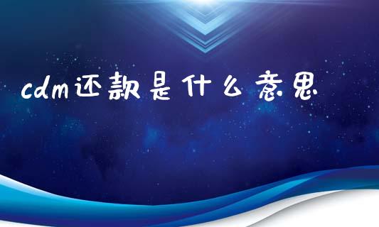 cdm还款是什么意思_https://m.fansifence.com_个股行情_第1张