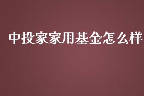 中投家家用基金怎么样_https://m.fansifence.com_消费金融_第1张