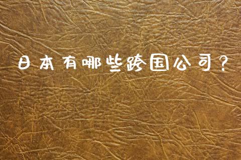 日本有哪些跨国公司？_https://m.fansifence.com_消费金融_第1张