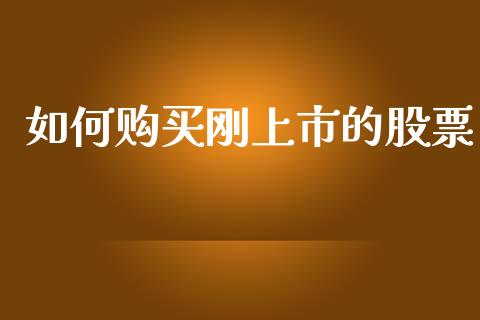 如何购买刚上市的股票_https://m.fansifence.com_消费金融_第1张