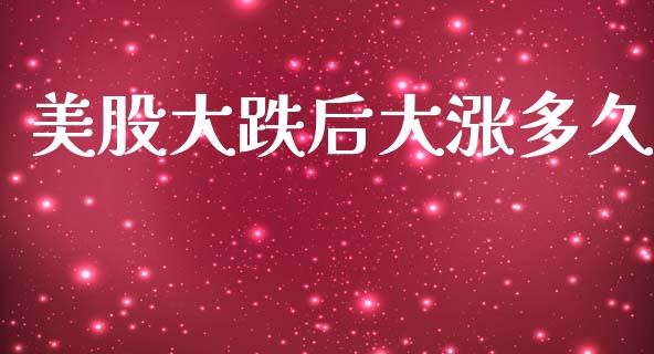 美股大跌后大涨多久_https://m.fansifence.com_消费金融_第1张