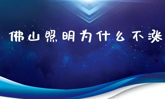 佛山照明为什么不涨_https://m.fansifence.com_公募基金_第1张