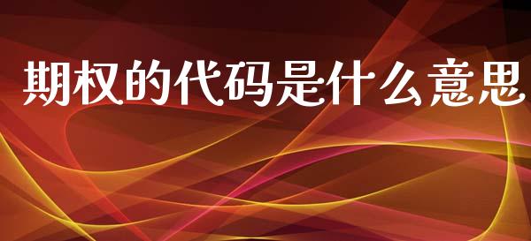 期权的代码是什么意思_https://m.fansifence.com_公募基金_第1张