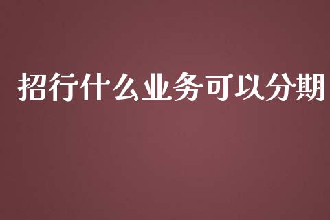 招行什么业务可以分期_https://m.fansifence.com_消费金融_第1张