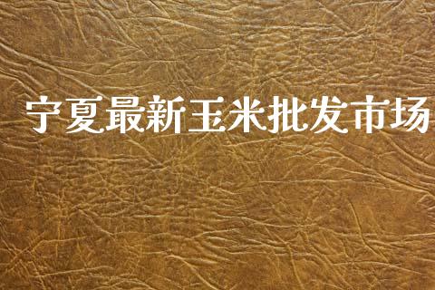 宁夏最新玉米批发市场_https://m.fansifence.com_贵金属行情_第1张