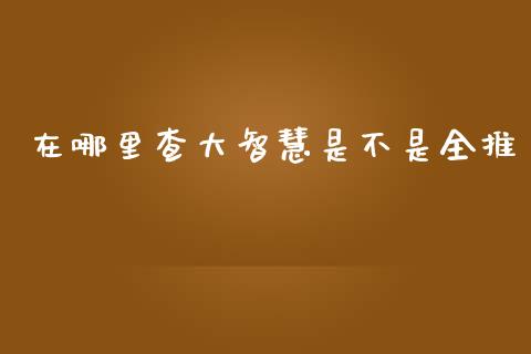 在哪里查大智慧是不是全推_https://m.fansifence.com_公募基金_第1张