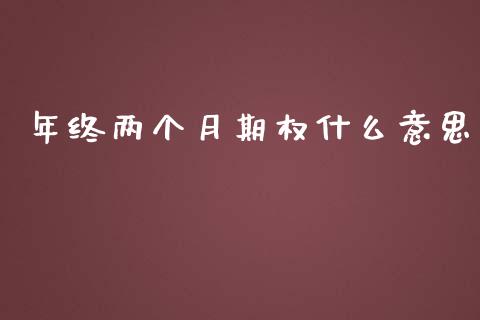年终两个月期权什么意思_https://m.fansifence.com_个股行情_第1张
