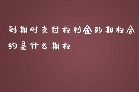 到期时支付权利金的期权合约是什么期权_https://m.fansifence.com_个股行情_第1张