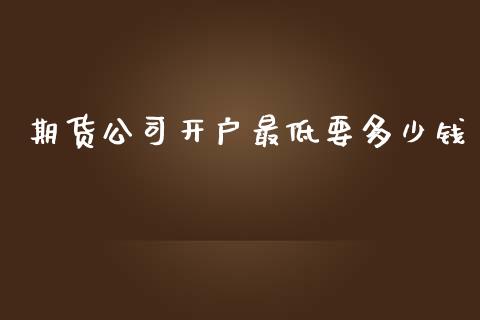 期货公司开户最低要多少钱_https://m.fansifence.com_个股行情_第1张