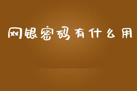 网银密码有什么用_https://m.fansifence.com_公募基金_第1张